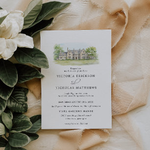 Invitation Manoir Hartwood Mariage au manoir aquarelle