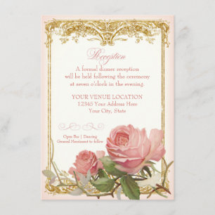Invitation Manoir Rose Vintage Parisien Réception officielle
