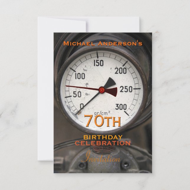 Invitation Manomètre vintage 70e anniversaire (Devant)