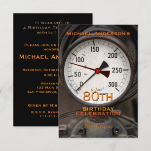 Invitation Manomètre vintage Célébration du 80e anniversaire
