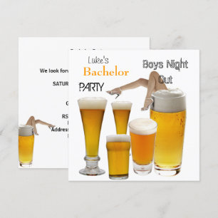 Invitation Mans Bachelor Party Bière Boys Jambes de nuit
