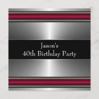 Mans Black Red Silver Classy 40e fête d'anniversai