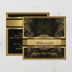 Invitation Mans Elegant Black Gold Hommes de fête d'anniversa