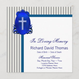 Invitation Mans Navy Blue Grey In Love Memory Memorial
