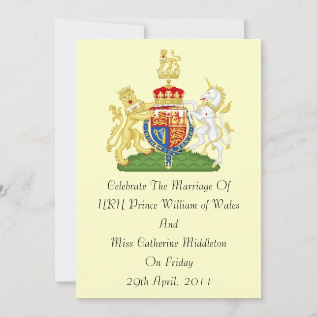 Invitation Manteau royal de mariage d'invitation de bras (Devant)