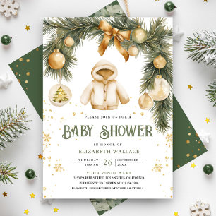 Invitation Manteau rustique boho hiver bébé Noël