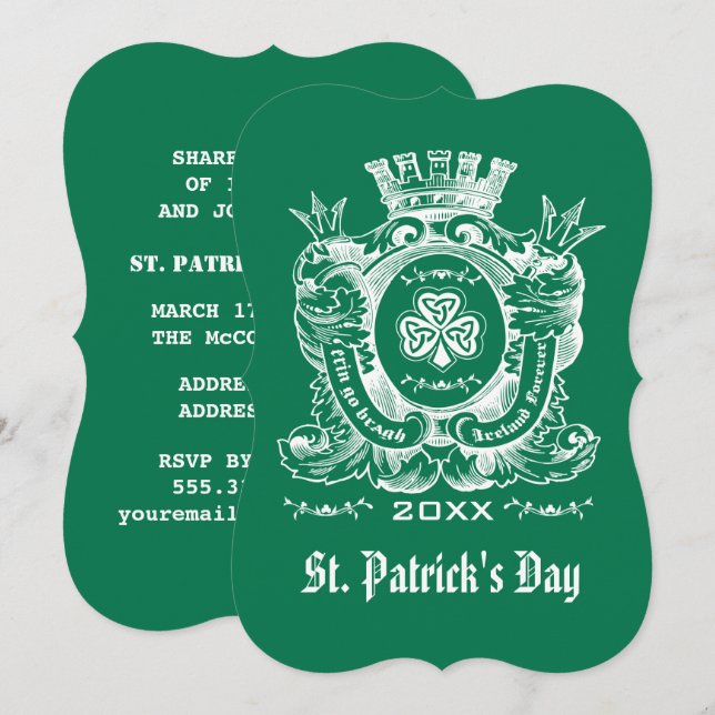 Invitation Manteau shamrock d'arme St. Patrick's Day Invitati (Devant / Derrière)