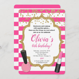 Invitation Manucure de maquillage spa d'anniversaire