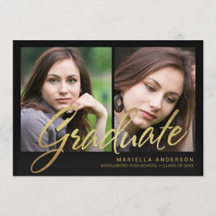 Invitation Manuscrit 2019 de brosse de feuille d'or de Faux