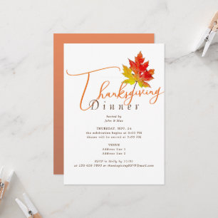 Invitation Maple Leaf Dîner d'action de grâces d'automne mini