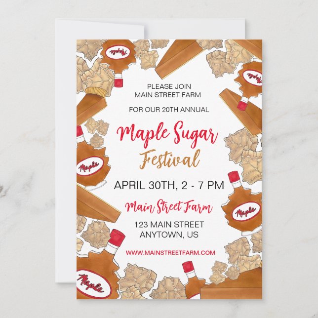 Invitation Maple Sugar Festival Sirop Candy Maine Canada Pie (Devant)