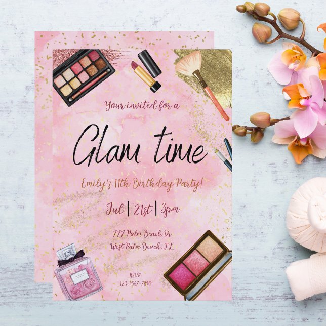 Invitation Maquillage d'aquarelle glamour entre filles Ados S (Créateur téléchargé)