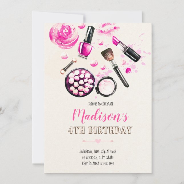 Invitation maquillage paillettes (Devant)