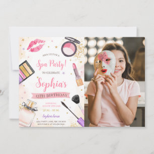 Invitation Maquillage spa photo de fête d'anniversaire