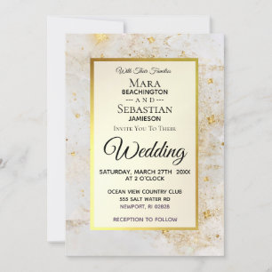 Invitation ~ Marbre blanc avec Parties scintillant Star Dust