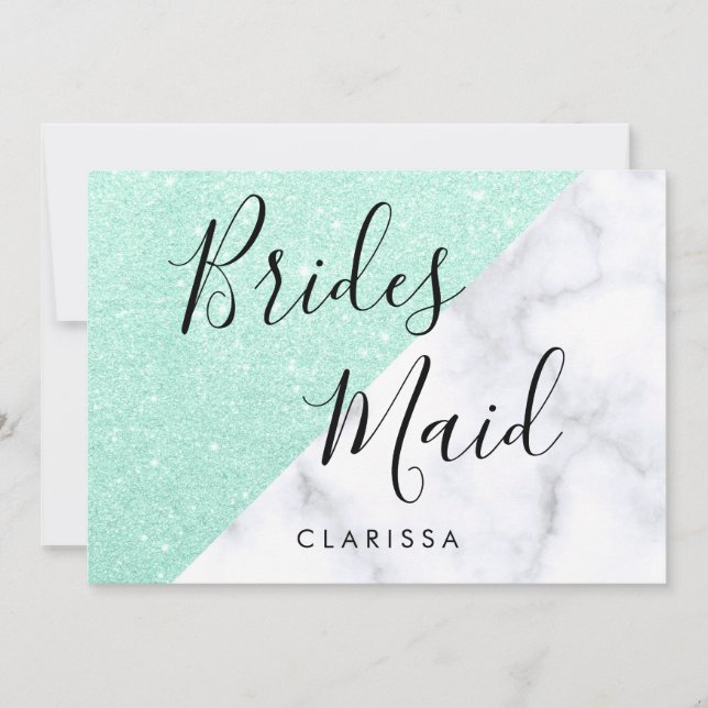 Invitation Marbre blanc et femme de chambre à parties scintil (Devant)