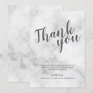 Invitation Marbre blanc Mariage élégant élégant Merci