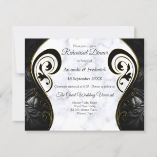 Invitation Marbre blanc moderne noir Abstrait