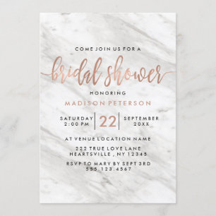 Invitation Marbre blanc & Rose Gold Bridal Showeuse Invitatio