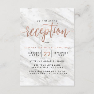 Invitation Marbre blanc & Rose Gold Moderne Mariage Réception