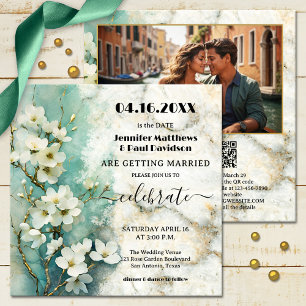 Invitation Marbre blanc tout en un Mariage