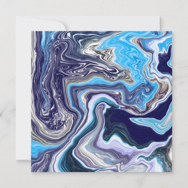 Invitation Marbre bleu Fluide Art (Devant)