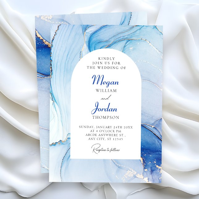 Invitation Marbre bleu mariage abstrait (Créateur téléchargé)