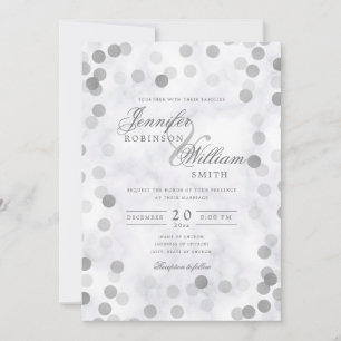 Invitation Marbre Confetti Argent De Mariage Simple Et Élégan