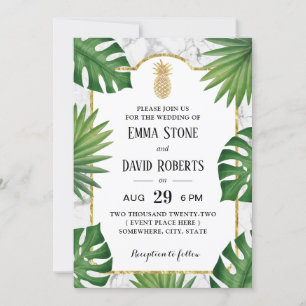 Invitation Marbre d'ananas moderne Mariage tropical
