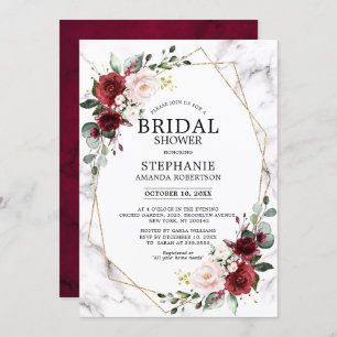 Invitation Marbre de Bourgogne Fête des mariées géométrique