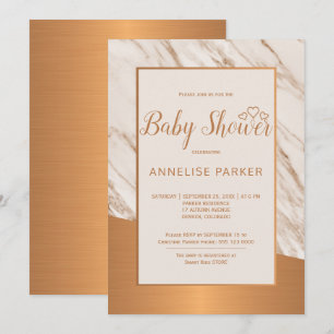 Invitation Marbre de cuivre tendance glam élégant baby shower