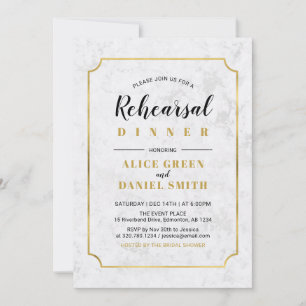 Invitation Marbre Dîner de répétition de mariage classique