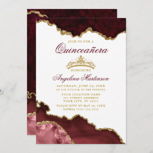 Invitation Marbre d'or de la Couronne de Quinceanera