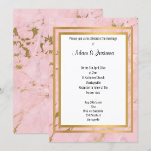 INVITATION MARBRE D'OR ROSE CLASSIQUE MARIAGE DE COUCHE ABSTR