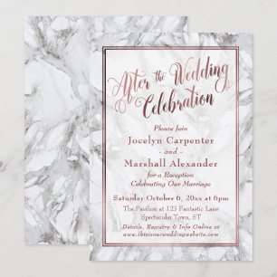Invitation Marbre doré rosé après la célébration de mariage