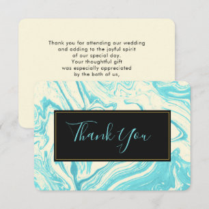 Invitation Marbre élégant en Merci Turquoise et Crème
