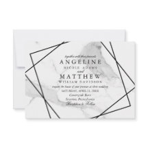 Marbre et Noir & Blanc Géométrique Mariage Invitat