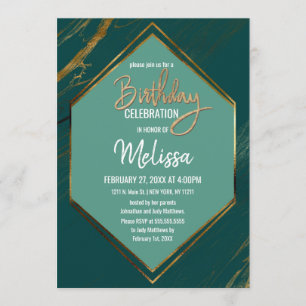 Invitation Marbre géométrique Emerald Green Gold