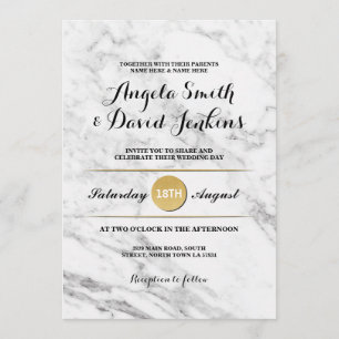 Invitation Marbre Gold Elegant Wedding Art Déco 1920 Invitati