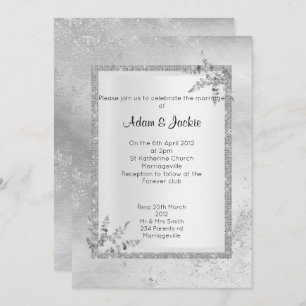 Invitation Marbre gris argent ÉLÉGANT MARIAGE CLASSÉ