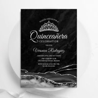 Marbre gris argenté noir Quinceanera