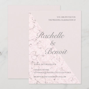 Invitation Marbre gris rose vif élégant mariage moderne