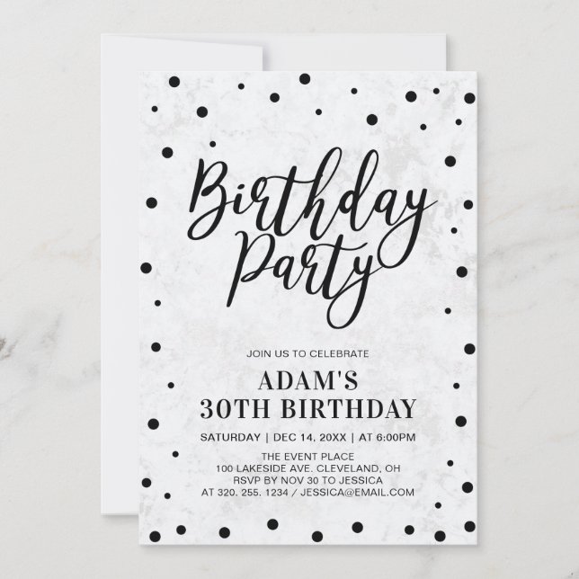 Invitation Marbre moderne Adulte 30ème anniversaire fête (Devant)