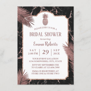 Invitation Marbre moderne et Rose Fête des mariées d'ananas e