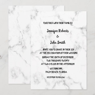 Invitation Marbre Motif Noir Et Blanc Élégant Mariage