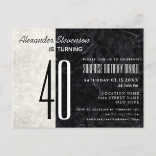 Invitation Marbre Noir et Blanc pour 40 ans