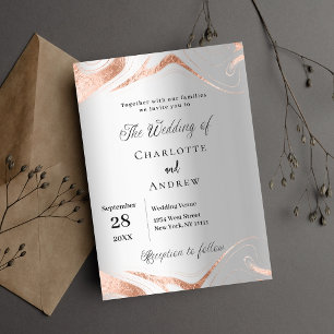 Invitation Marbre or rose argent mariage élégant