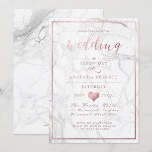 Invitation Marbre PixDezines/Rose Gold/Mariage Faux