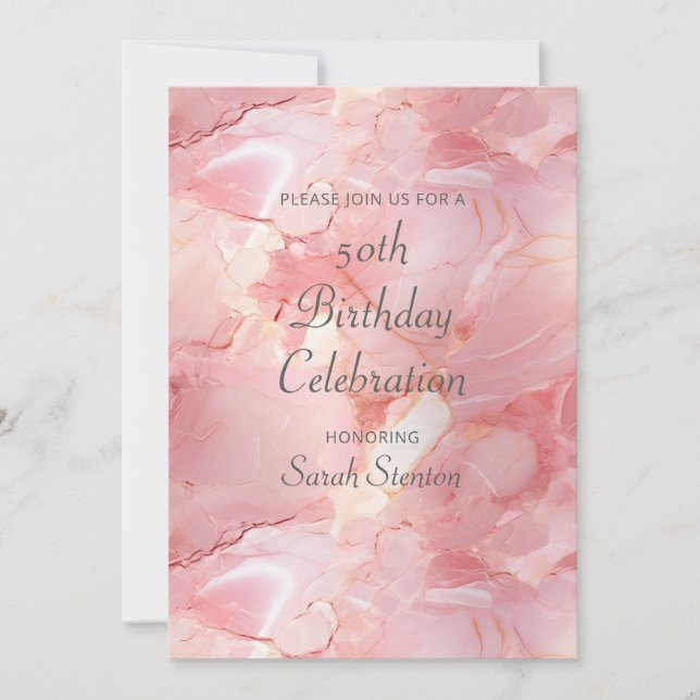 Invitation Marbre Rose Pink 50e Anniversaire (Devant)