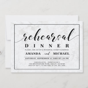 Invitation Marbre   Simple Dîner de Répétition de Mariage Mod